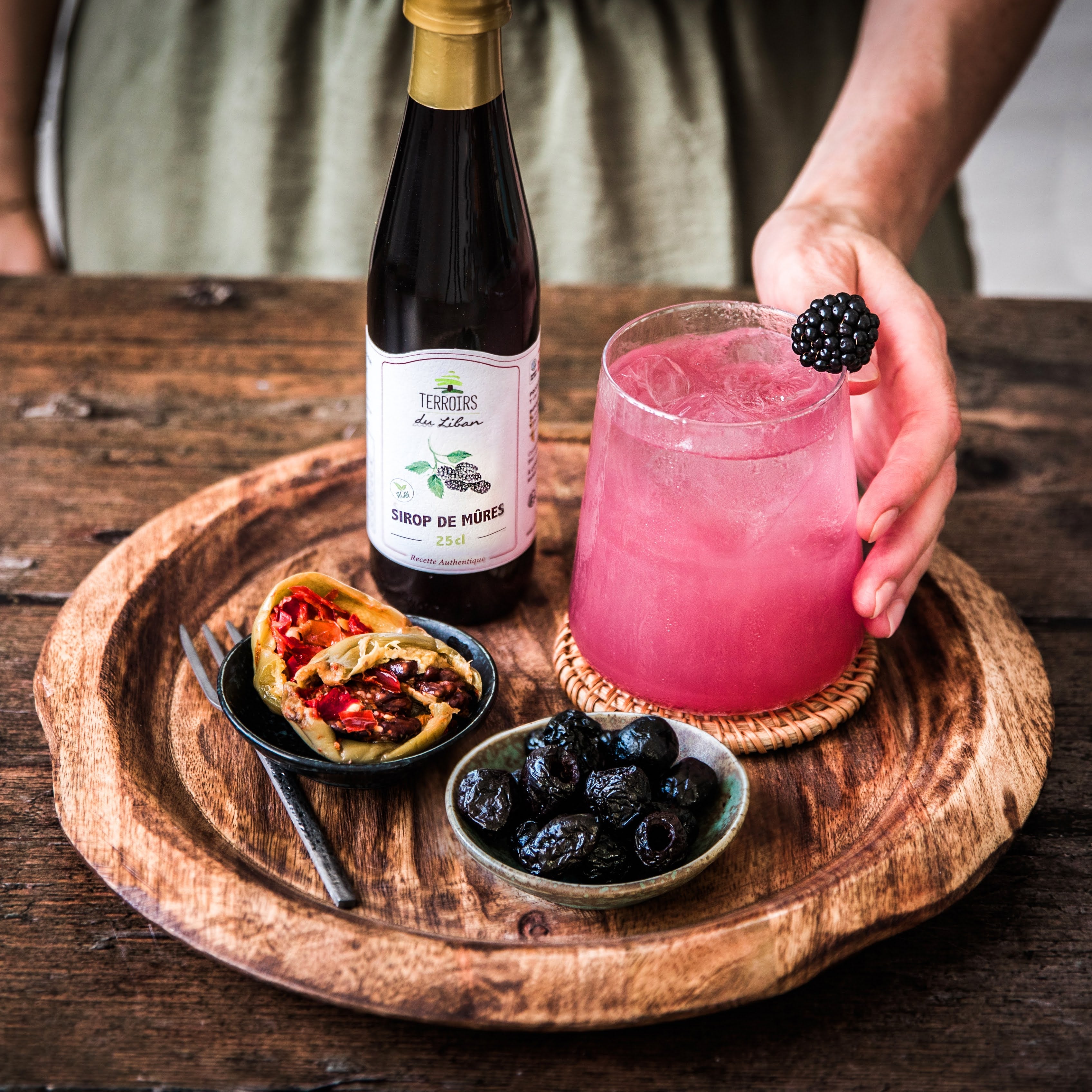 Arak and Mulberry Syrup Cocktail