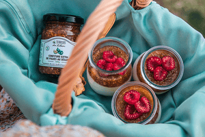 Panna Cotta Chocolat Blanc, Confiture Extra de Figues au Sésame et Framboise