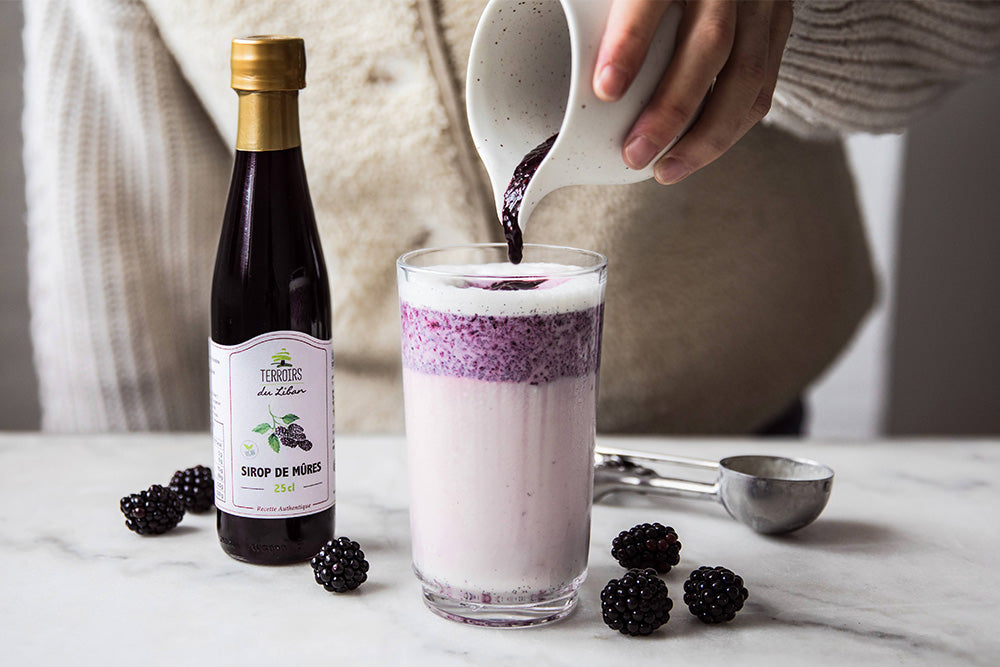 Vanilla Milkshake with Mulberry Syrup
