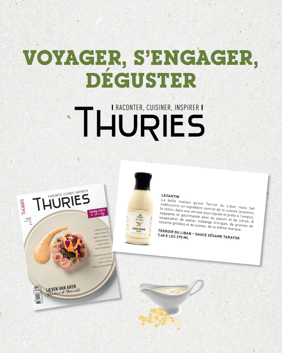 Terroirs du Liban’s Sesame Tarator Sauce featured in Thuriès