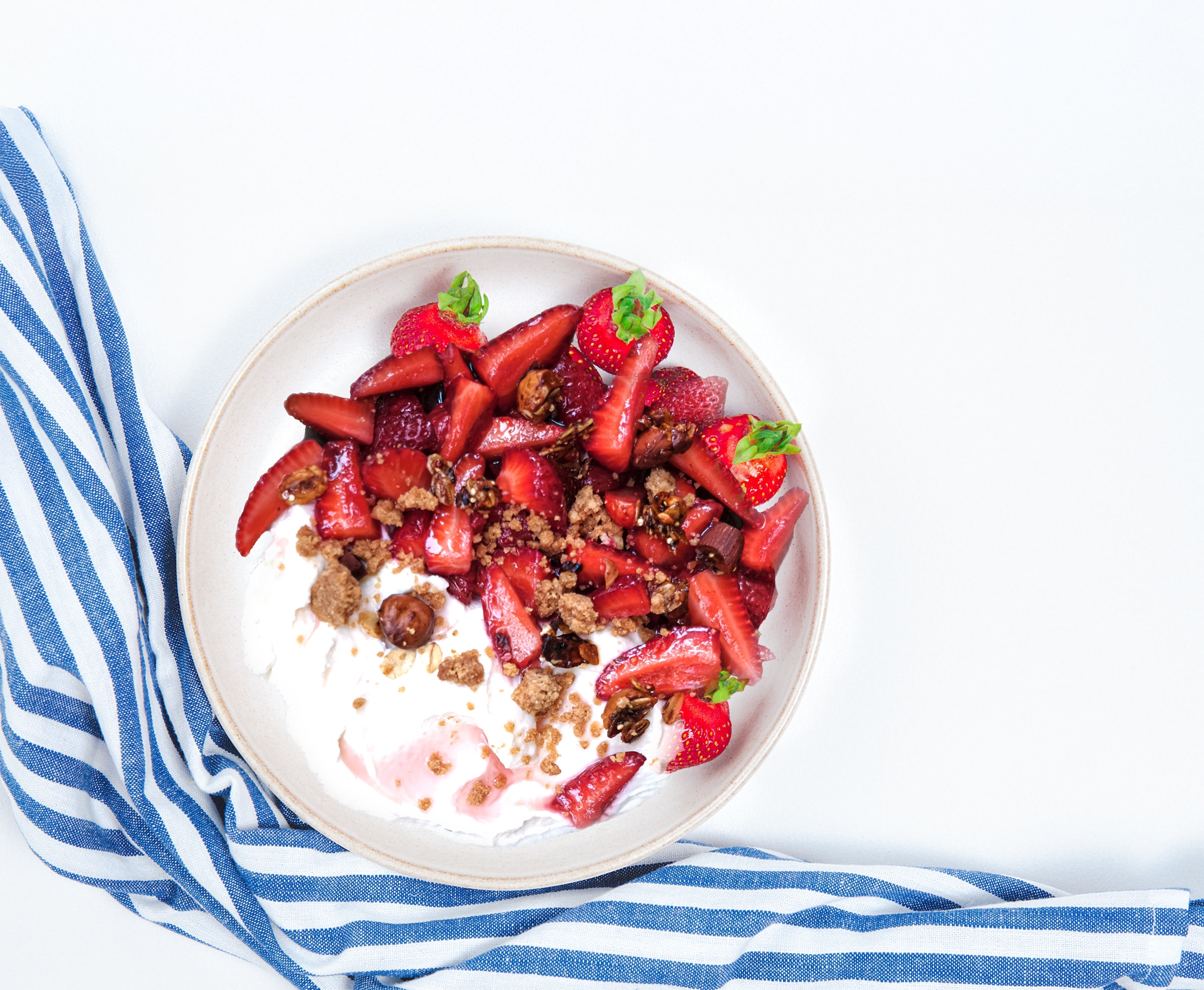 Strawberry Salad with Rose Syrup & Poppy Seed Crumble